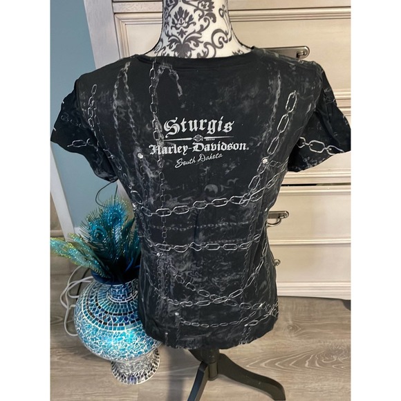 Ladies Harley Davidson chain link graphic shirt medium - Picture 5 of 6